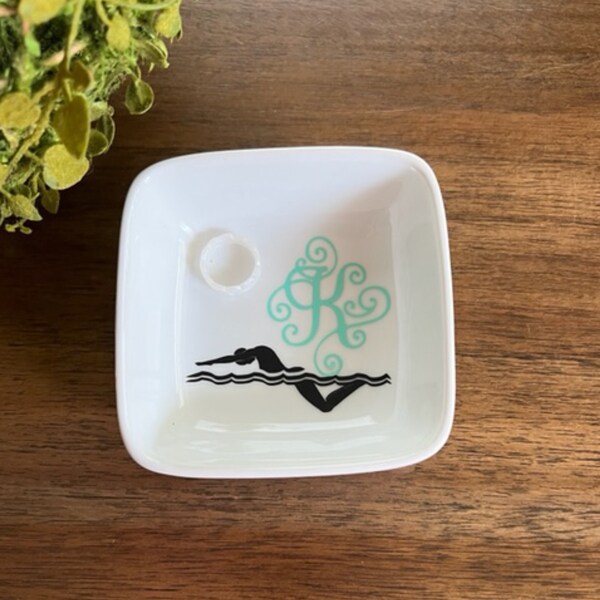 Monogrammed Jewelry Dish, Ring Dish, Personalized Ring Dish, Swimming Gift Idea, Gift for Swimmer, Swim Coach Gifts, Gift for Daughter