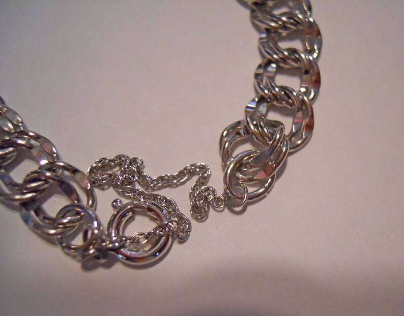 Bracelet 7 Inches With Safety Chain ELCO Sterling Silver Etsy