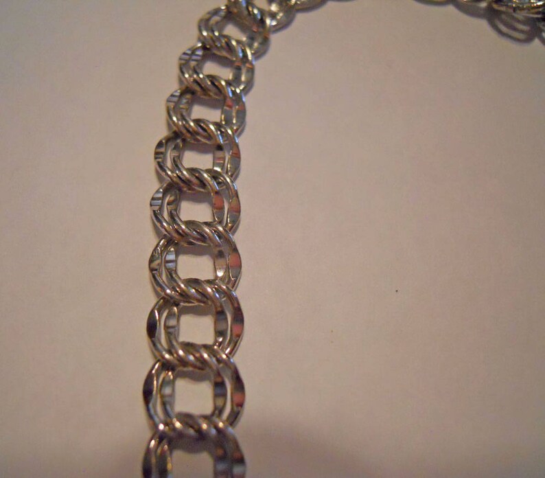 Bracelet 7 Inches With Safety Chain ELCO Sterling Silver Etsy