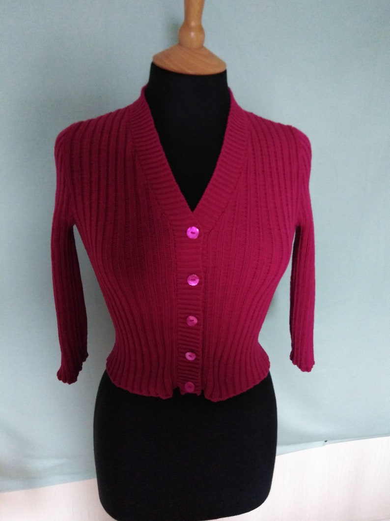 Handmade Reproduction 1940s Knitted Cardigan With 3/4 Sleeves - Etsy UK