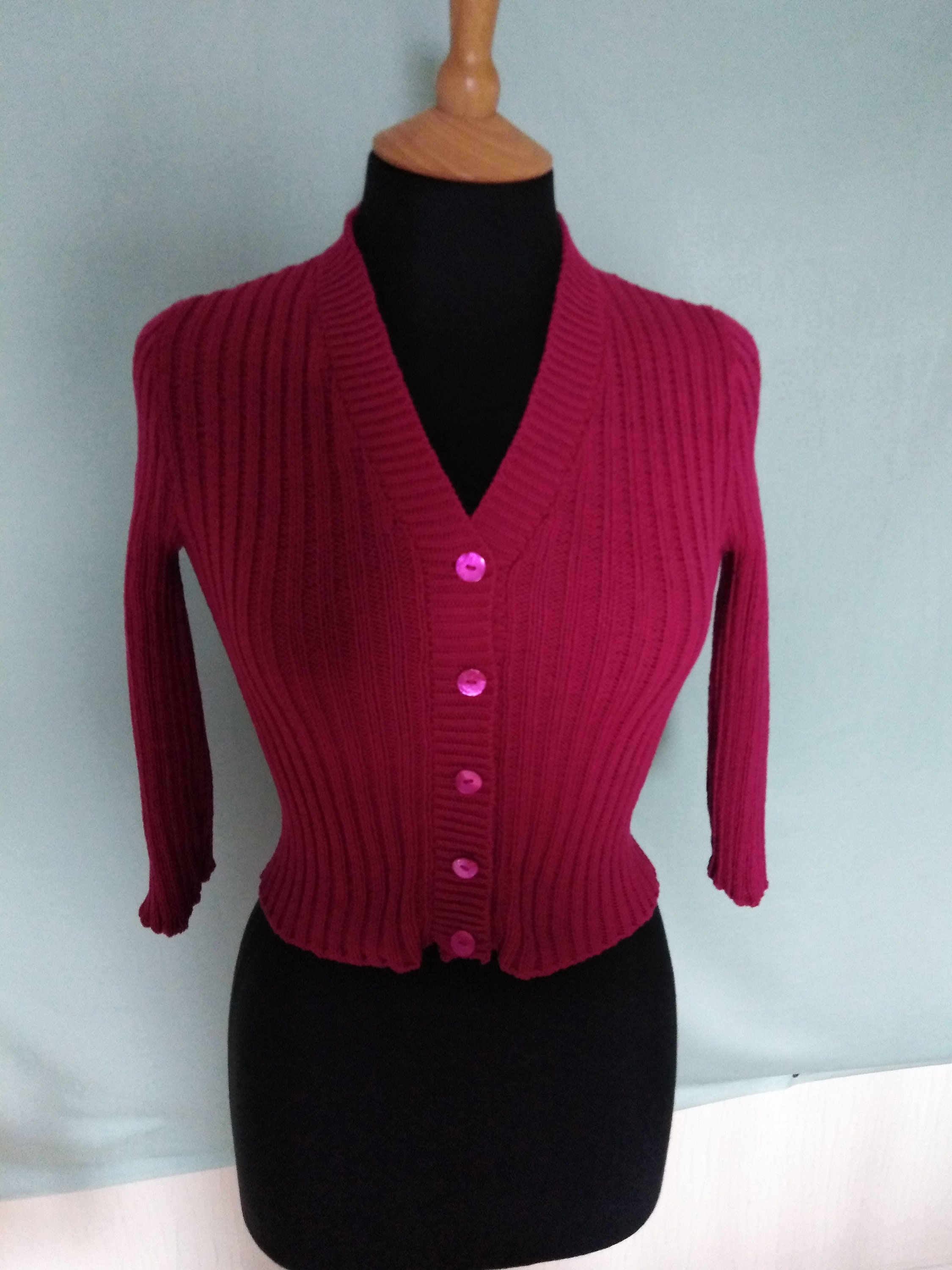 Handmade Reproduction 1940s Knitted Cardigan With 3/4 Sleeves - Etsy