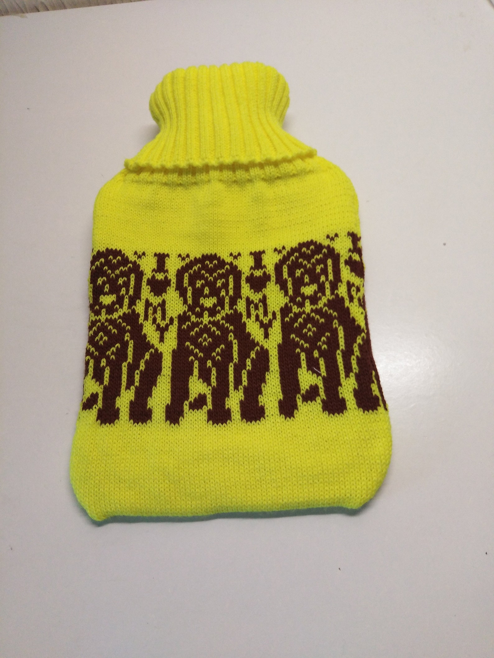 Handmade Knitted Hot Water Bottle Cover With I Love My Dog Etsy