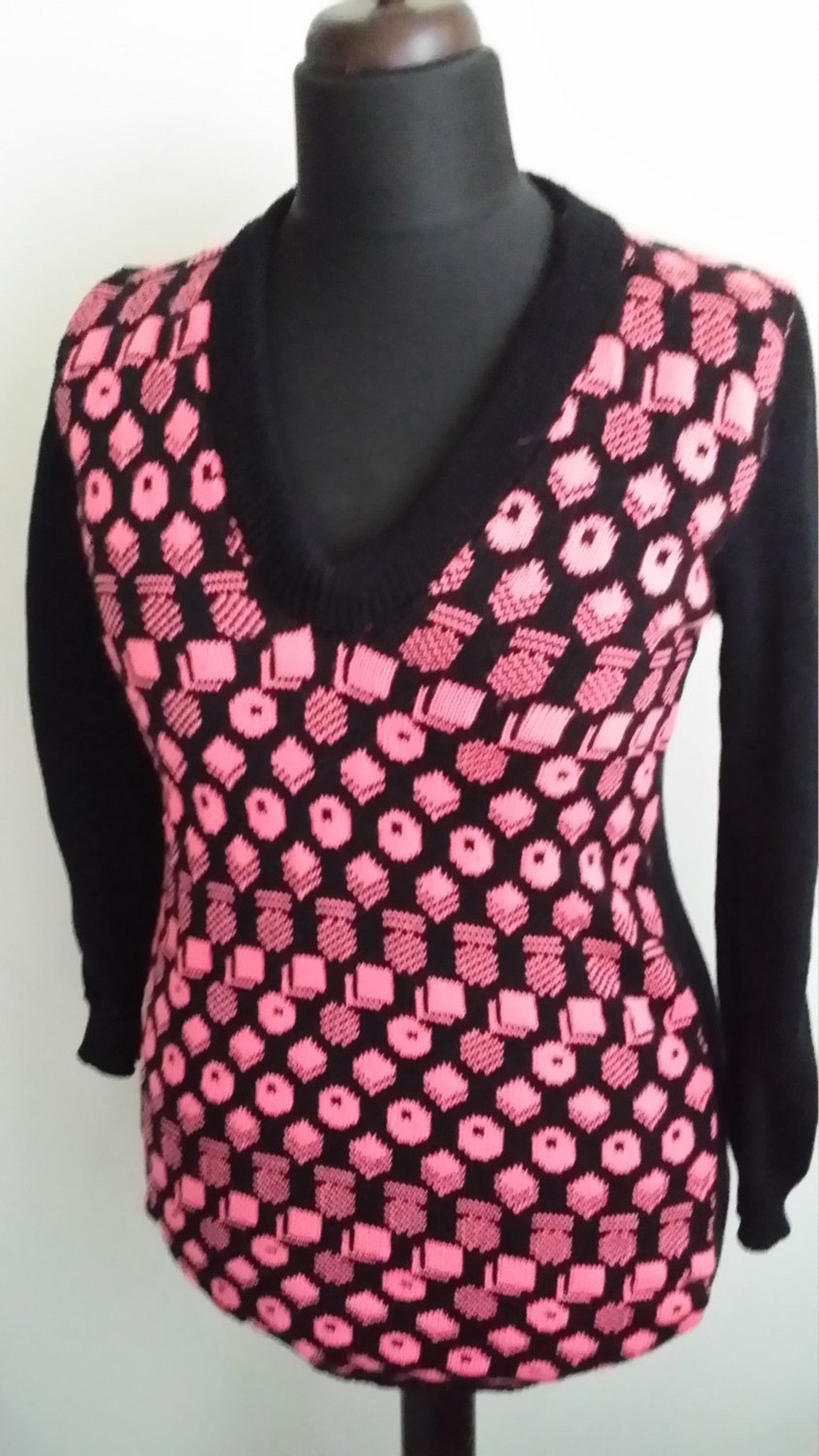 Handmade knitted liquorice allsorts jumper Etsy