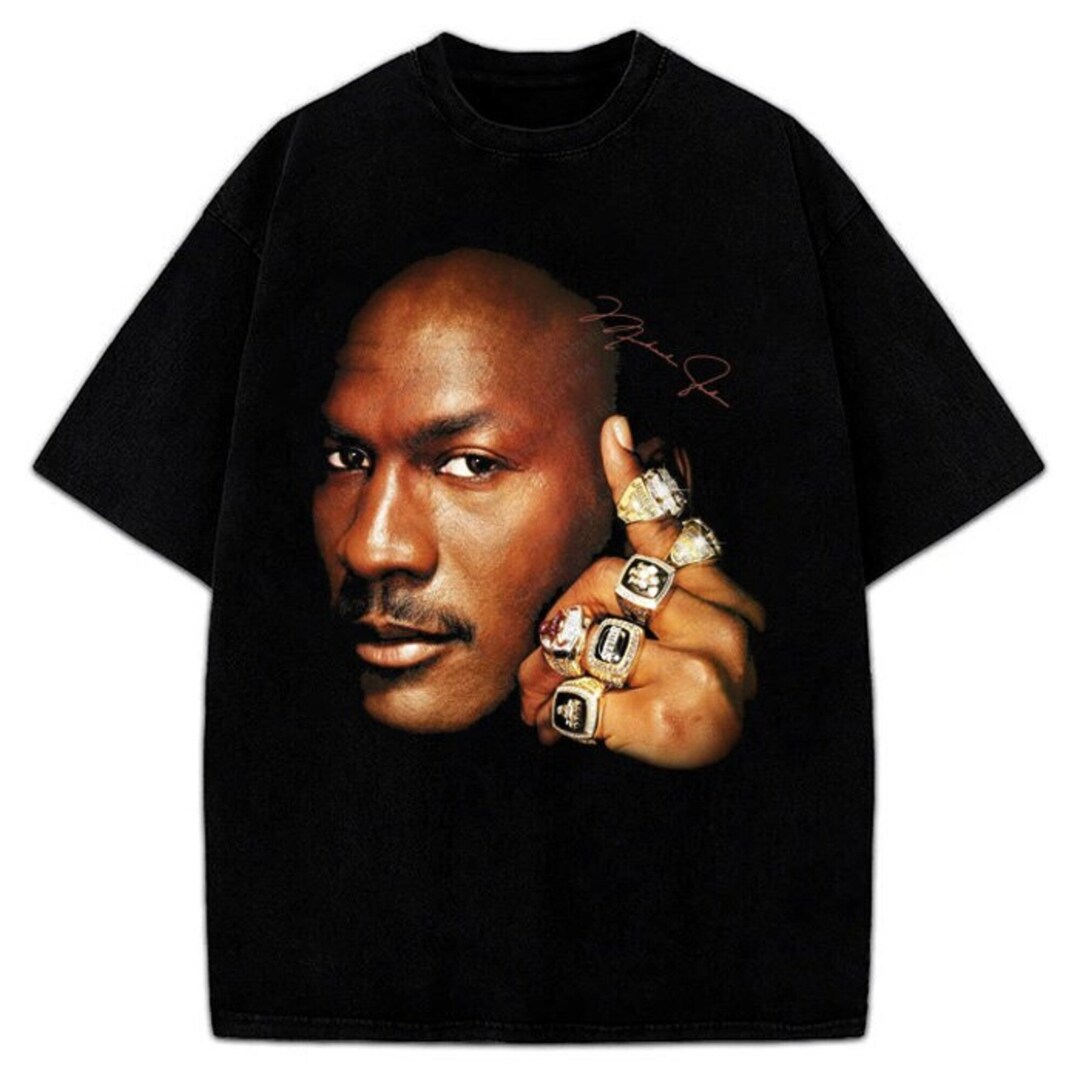 Michael Jordan Six Championship 6 Rings Last Dance Graphic 90's Bulls T ...