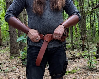 2" Wide Leather Ring Belt for Ren Faires, Handmade Medieval Renaissance Cosplay
