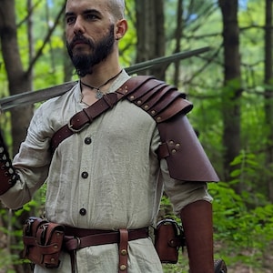 Large Leather Pauldron for the Ren Faire: Customizable Medieval Shoulder Armor, Renaissance Costume