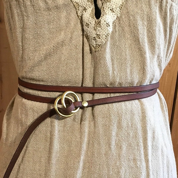 1/4" Wide Women's Leather Wrap Belt