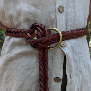1.5&quot; Wide Hand-Braided Leather Ring Belt (Customize with Multiple Leather and Metal Color Options)