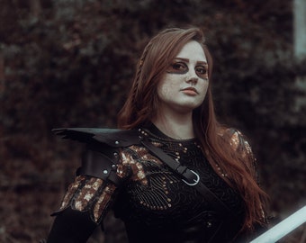 Women's Raven Wing Leather Pauldron for the Ren Faire: Medieval Renaissance Shoulder Armor, Viking Shieldmaiden