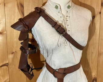 Women's Braided Leather Pauldron for the Ren Faire: Medieval Renaissance Upper Arm Armor