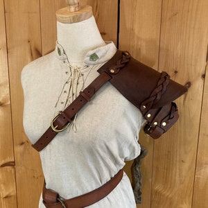 Braided Leather Pauldron: Women&#39;s Shoulder Armor, Celtic Tree of Life