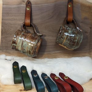 Leather Wall Hanger Straps, Mug Organizer (Customize in Your Choice of Leather & Metal Color)