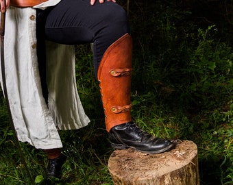 Braided Leather Leg Armor for the Ren Faire: Handmade Medieval Renaissance Fair Greaves