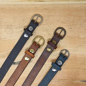 Handmade Full Grain, Cow Leather Belt: Customizable Buckle & Length, USA Made, 1" Wide Bild 15