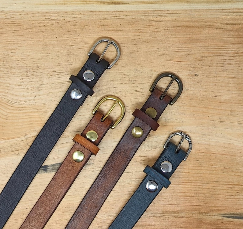 Handmade Full Grain, Cow Leather Belt: Customizable Buckle & Length, USA Made, 1" Wide Bild 15