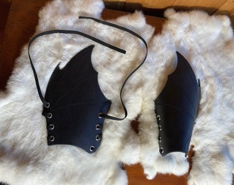 Leather Bat Wing Bracers Pair