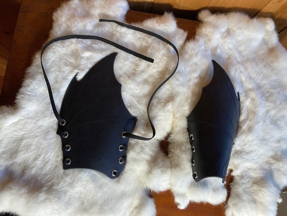 Leather Bat Wing Bracers Pair