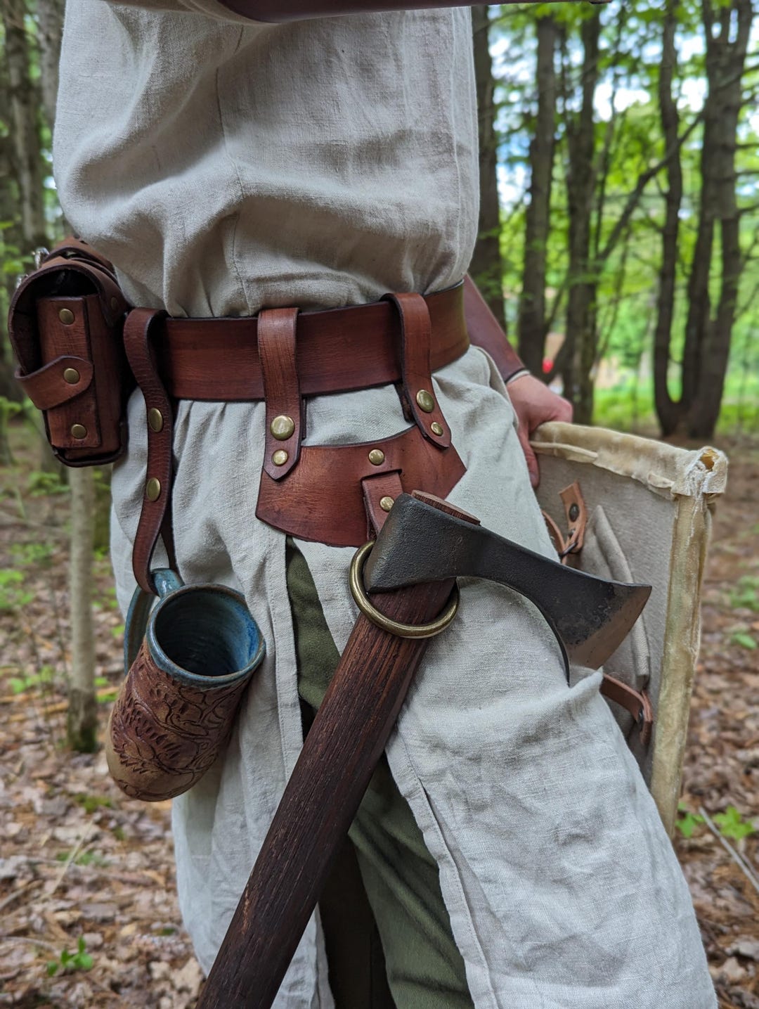Leather Axe Ring Holder Belt Frog for the Ren Faire, Medieval