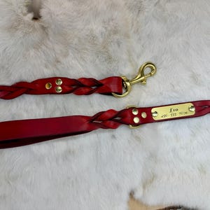 Braided, Personalized Leather Dog Leash With Optional Name plate (Multiple Leather & Metal Colors) image 15