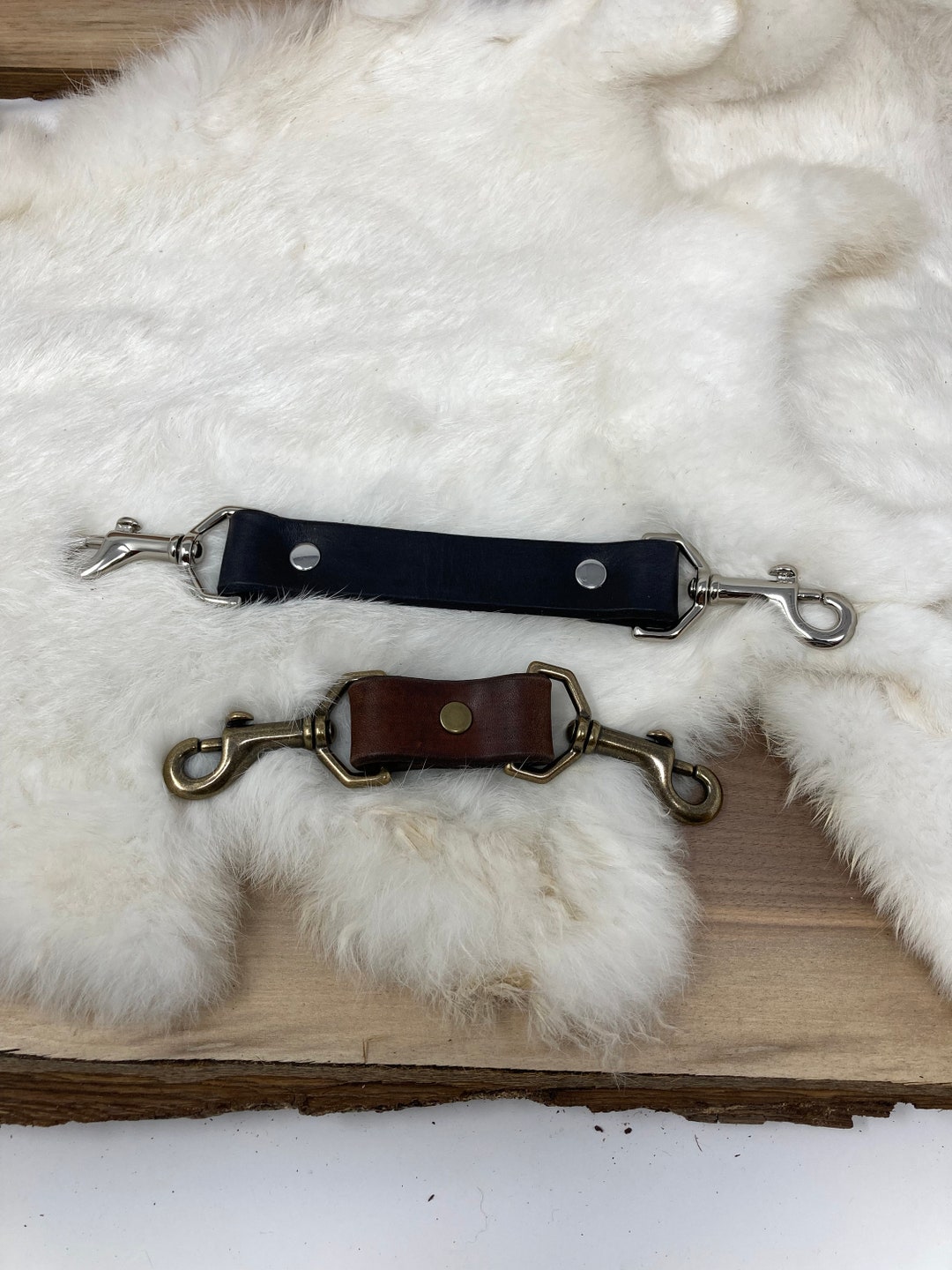 Leather Dog Collartoharness/leash Safety Connector Clip Etsy
