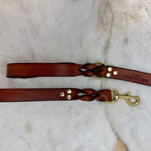 Personalized Leather Dog Leash With Optional Name plate (Multiple Leather & Metal Colors) image 14