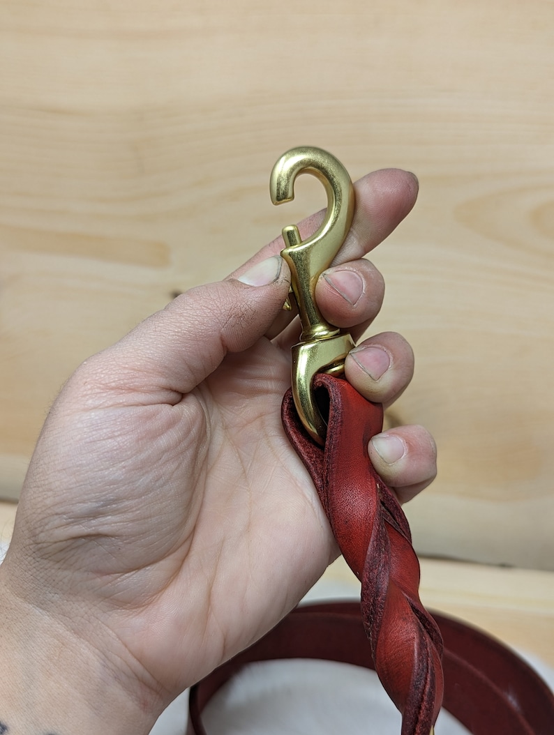 Personalized Leather Dog Leash With Optional Name plate (Multiple Leather & Metal Colors) image 4