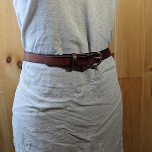 Handmade Full Grain, Cow Leather Belt: Customizable Buckle & Length, USA Made, 1" Wide Bild 5