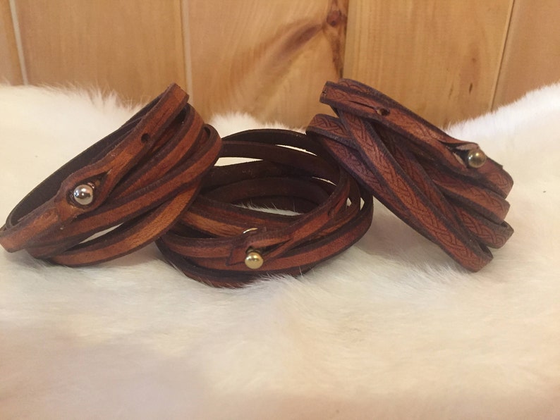 Brown Leather Wrap Bracelet Etsy