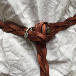 Women's Braided Leather Ring Belt 1" Wide