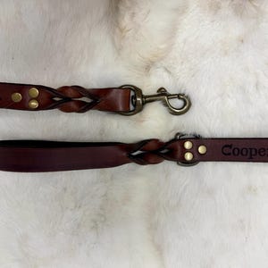 Personalized Leather Dog Leash With Optional Name plate (Multiple Leather & Metal Colors) image 13