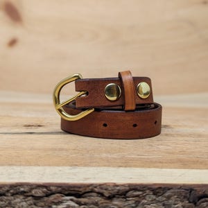Handmade Full Grain, Cow Leather Belt: Customizable Buckle & Length, USA Made, 1" Wide Bild 7