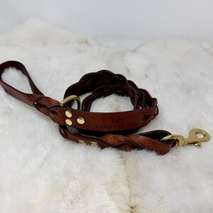 Braided, Personalized Leather Dog Leash With Optional Name plate (Multiple Leather & Metal Colors) image 7