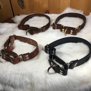 Collar de perro Martingale de cuero personalizado de 1 "de ancho con nombre