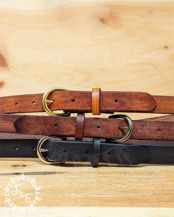 Genuine Cow Leather Belt Customizable Length 1" Wide (Customize with Multiple Leather and Metal Color Options)