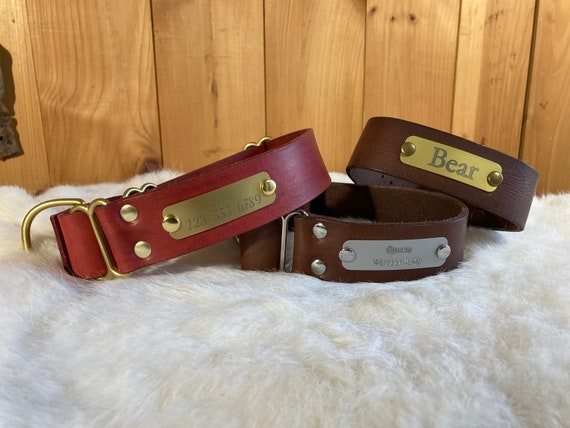 Personalized 1.5" Wide Leather Martingale Dog Collar With Name
