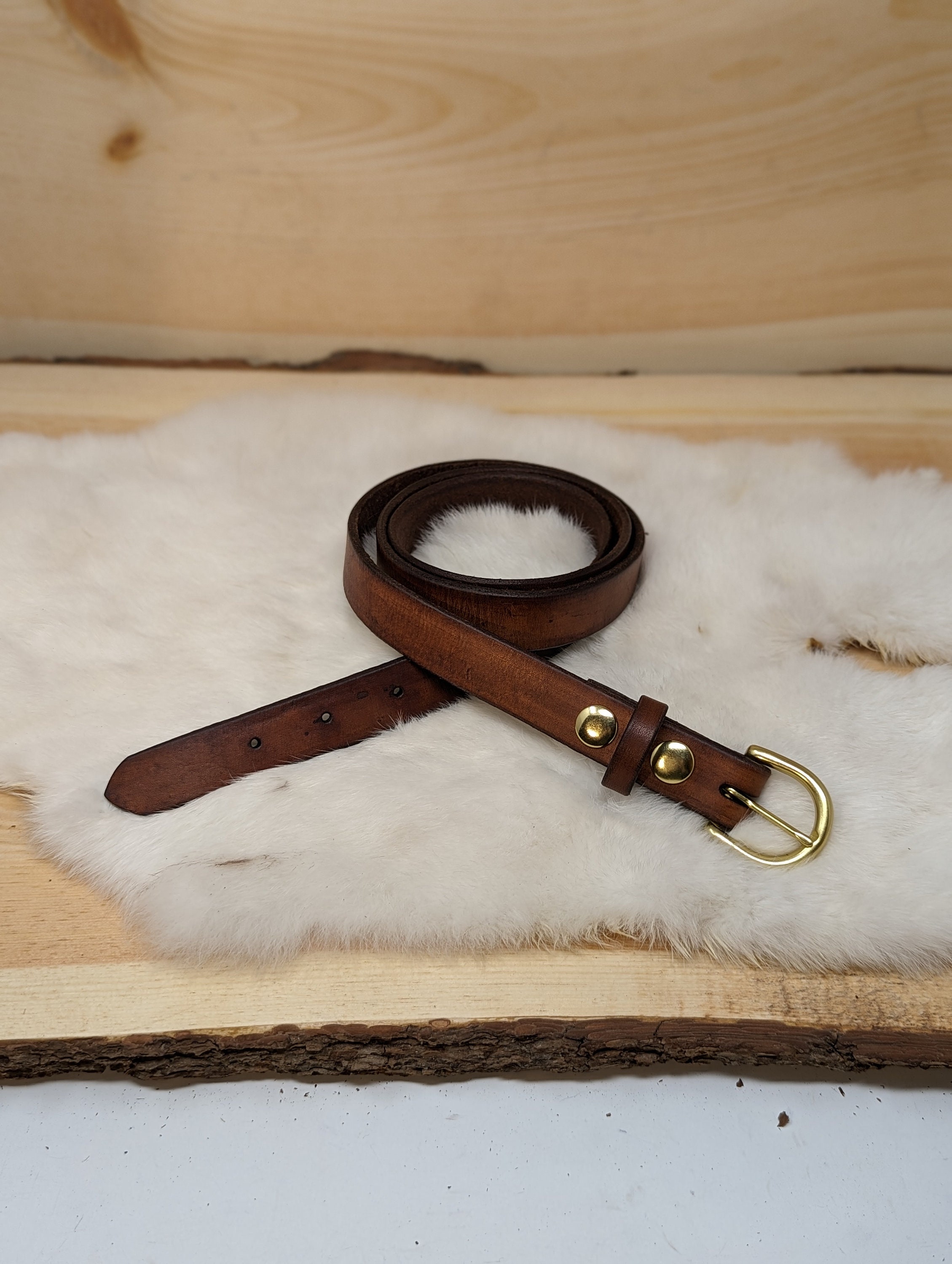 Handmade oak bark leather, heavy duty belt with solid brass buckle