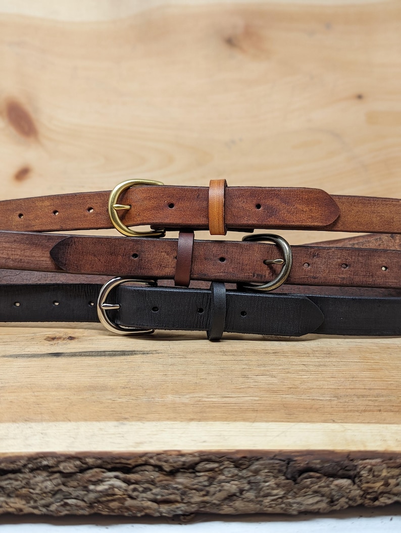 Handmade Full Grain, Cow Leather Belt: Customizable Buckle & Length, USA Made, 1" Wide Bild 1