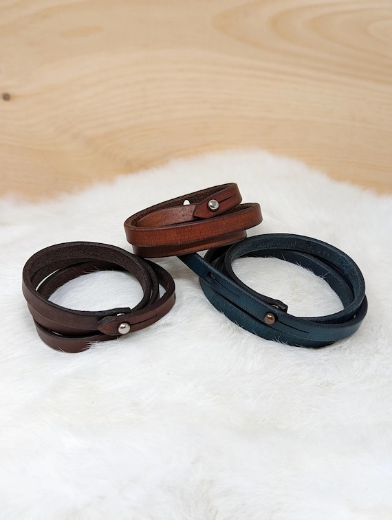 Customizable Leather Wrap Bracelet (Customize Yours With Multiple Leather & Metal Colors)