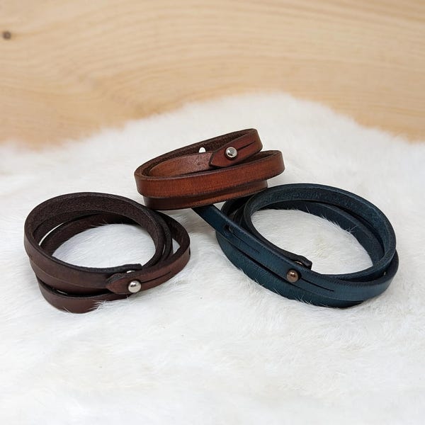 Customizable Leather Wrap Bracelet (Customize Yours With Multiple Leather & Metal Colors)