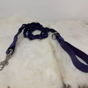 Braided, Personalized Leather Dog Leash With Optional Name plate (Multiple Leather & Metal Colors) image 6