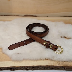 Handmade Full Grain, Cow Leather Belt: Customizable Buckle & Length, USA Made, 1" Wide Bild 13