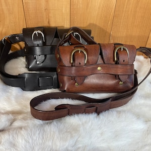 Handmade Leather Crossbody Bag with Buckles: USA Artisan Crafted
