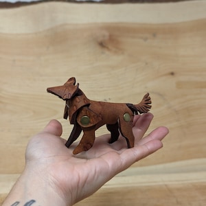 Little Leather Wolf Figurines/Miniatures (Customize in Your Choice of Leather And Metal Color)