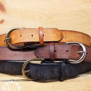 1.5&quot; Wide Genuine Cow, Full-Grain Leather Buckle Belt Customizable Length (Multiple Leather And Metal Buckle Colors)