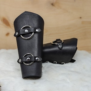 Women&#39;s Leather Ring Bracers/Vambraces Fore Arm Armor Pair (Customize Your Pair With Your Choice of Multiple Leather And Metal Colors)