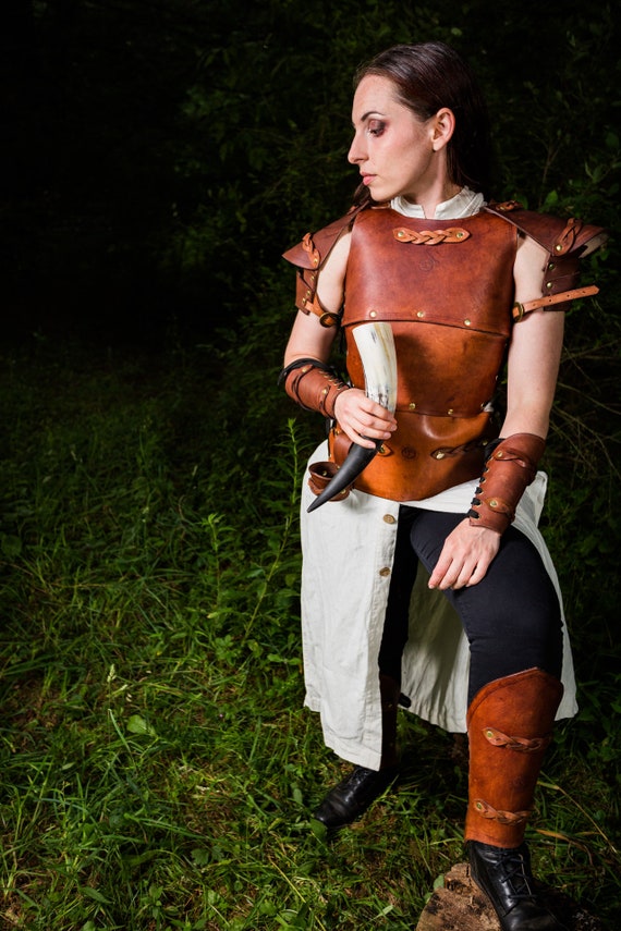 Women's Full Braided Suit Leather Armor (Customize Yours With Multiple Leather & Metal Colors)