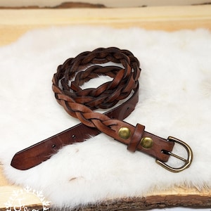 Braided Leather Belt: Customizable Genuine Cowhide, 1&quot; Wide