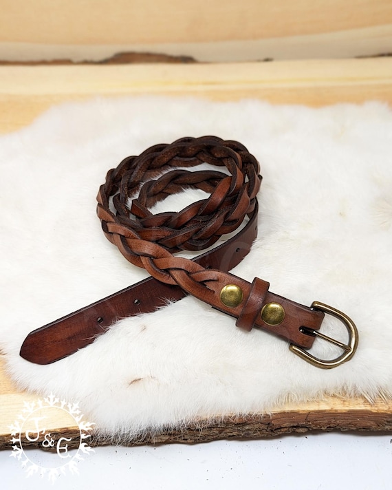 Braided Genuine Cow Leather Belt Customizable Length 1" Wide (Customize with Multiple Leather and Metal Color Options)
