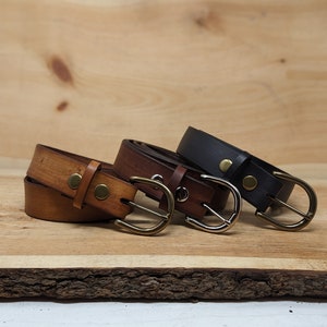 1.5" Wide Genuine Cow, Full-Grain Leather Buckle Belt Customizable Length (Multiple Leather And Metal Buckle Colors)