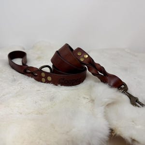 Personalized Leather Dog Leash With Optional Name plate (Multiple Leather & Metal Colors) image 7